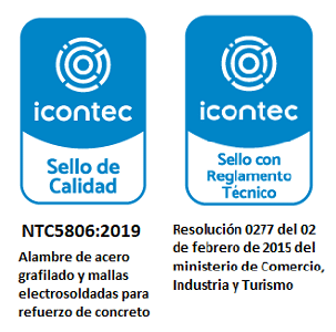 Sello de calidad NTC5806:2019 y sello con reglamento técnico 0277